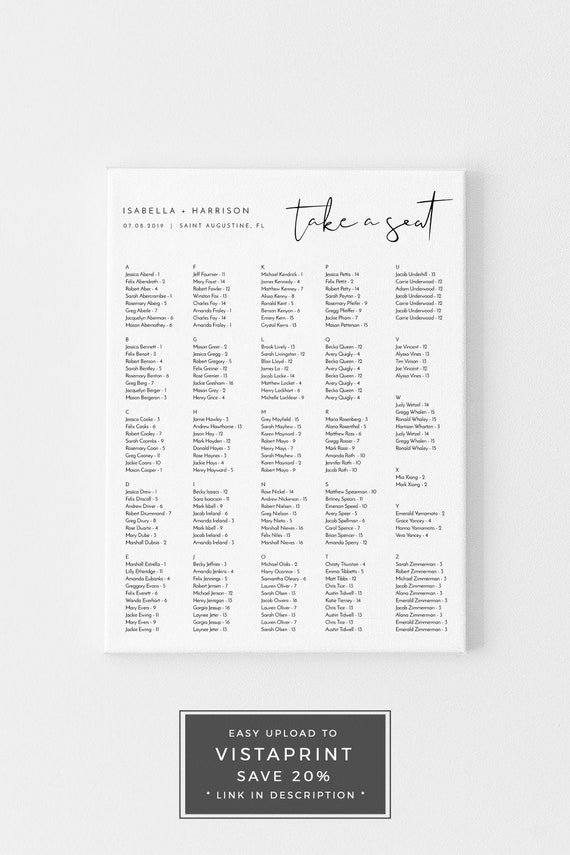 Seating Chart Template Etsy