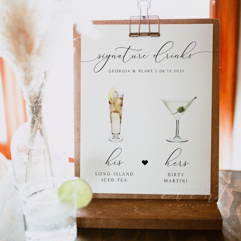 Signature Drink Sign Template, Printable Signature Drink Sign for ...
