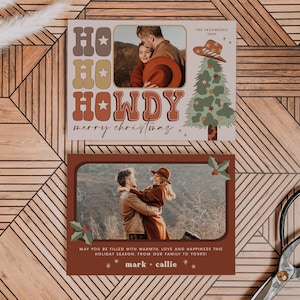COLT Ho Ho Howdy Retro Cowboy Foto Weihnachtskarte Printable Vorlage