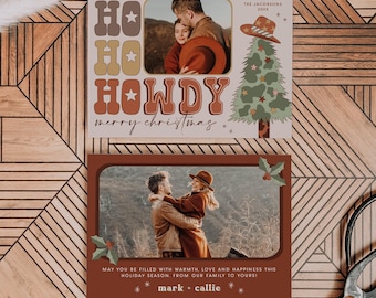 COLT Ho Ho Howdy Retro Cowboy Photo Christmas Card Printable Template