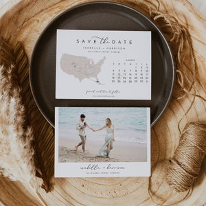 Bestemming bruiloft Save the Date, aquarel Amerikaanse kaart Save the Date, reisthema kalender foto Save the Date, kaart Verenigde Staten DIY CARMEN