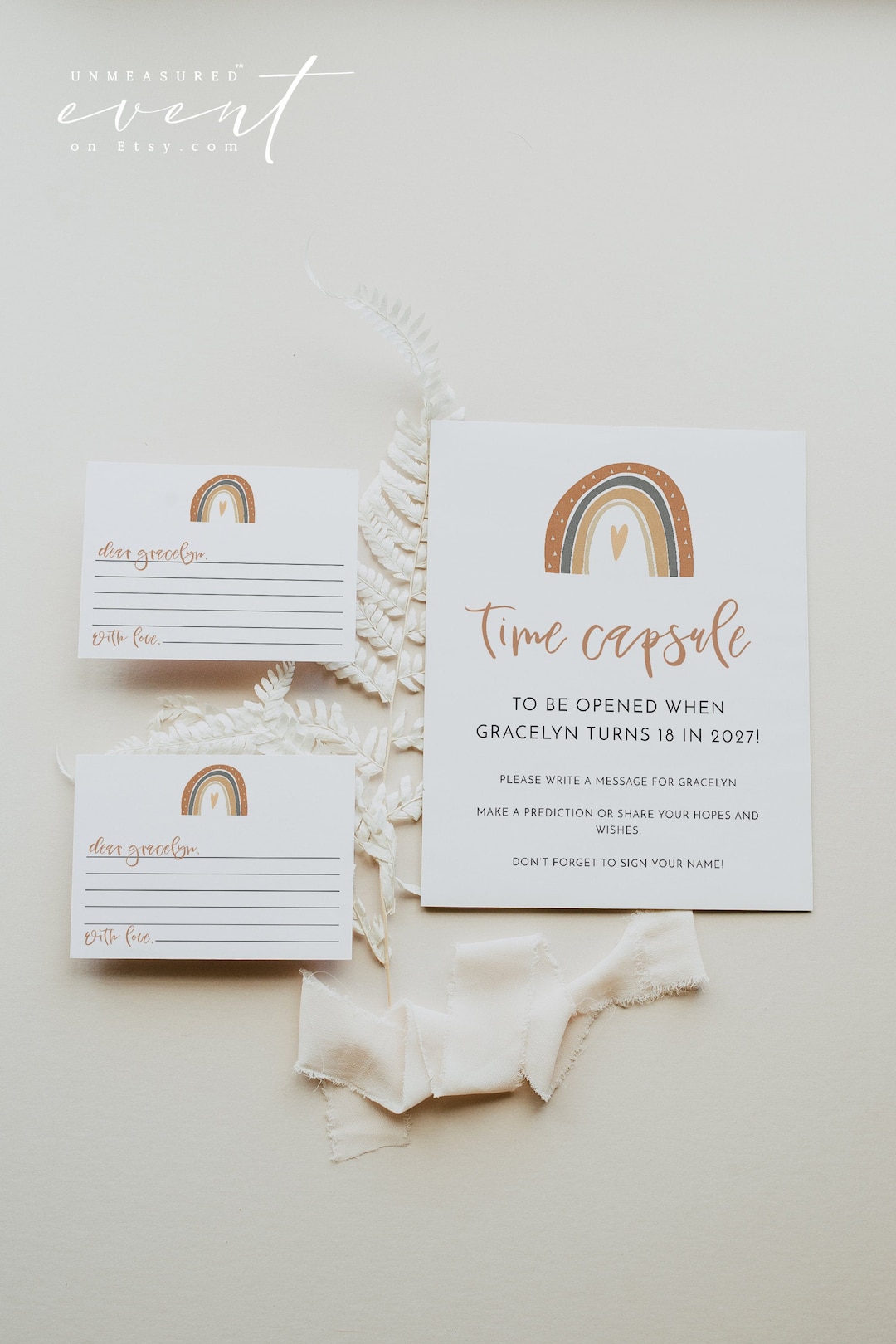 ANSLEY Rainbow Time Capsule Template, Boho Time Capsule First Birthday ...