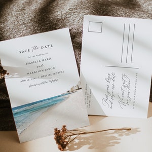 Modèle de carte postale « Save the Date » DESTIN, aquarelle imprimable « Save the Date », cartes « Save the Date » de Florida Beach, plages de la côte du golfe DIY