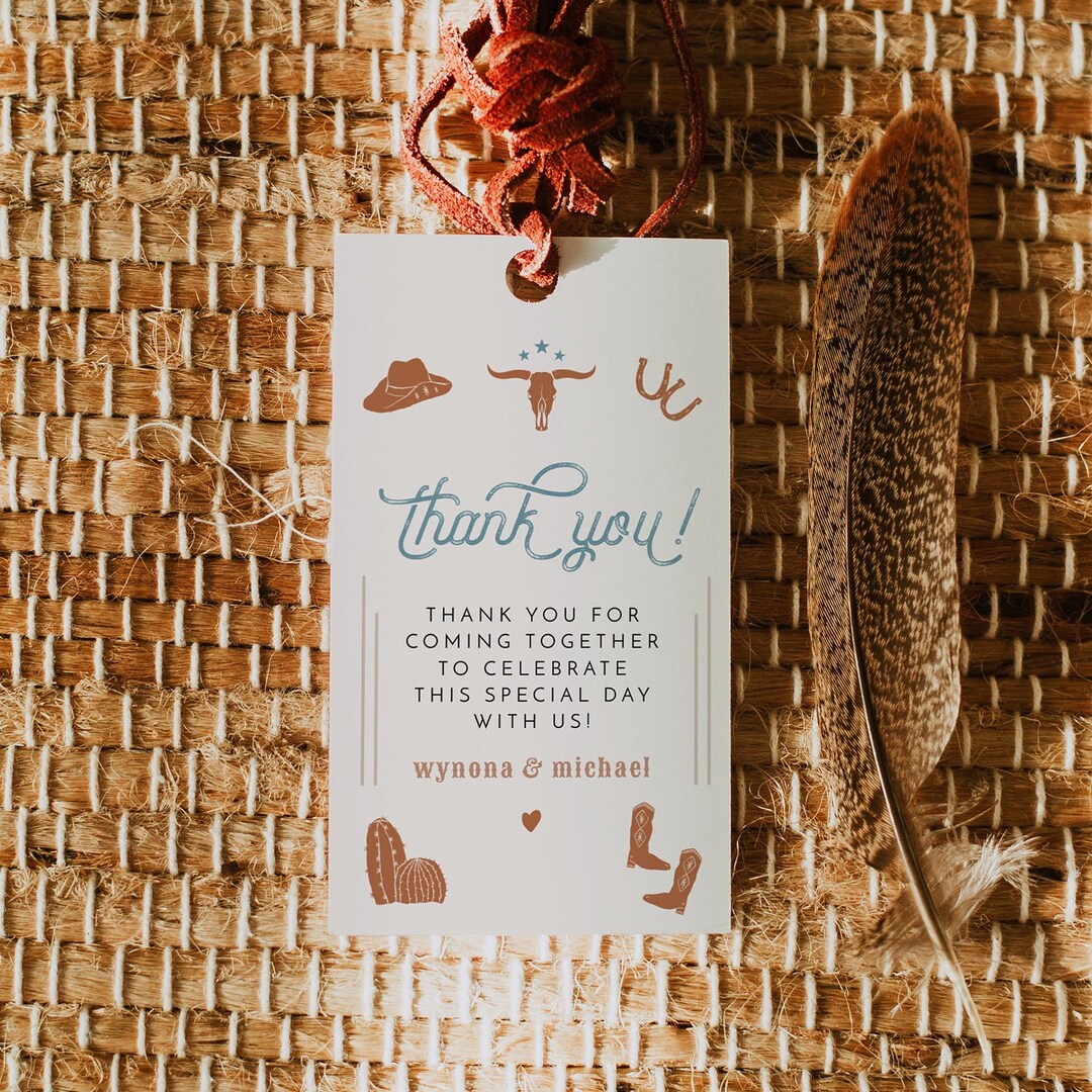 Rodeo Wedding Favor Tag Template, 1st Rodeo Birthday Favor Tag, Cowboy ...