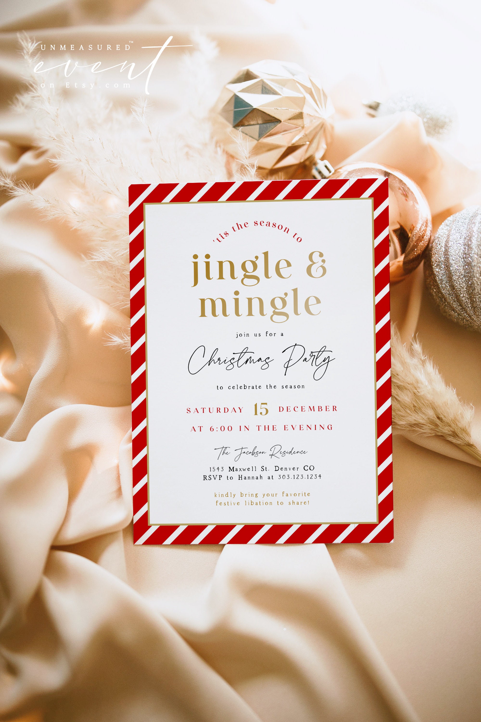 MERI Festive Jingle and Mingle Holiday Party Invitation Template Printable Christmas Party Invitation Editable Digital Text Invite