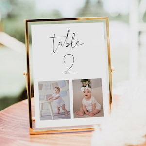 ADELLA Minimalist Photo Table Numbers Template, Wedding Photo Table Numbers, Modern Table Numbers Printable, Picture Table Numbers Instant