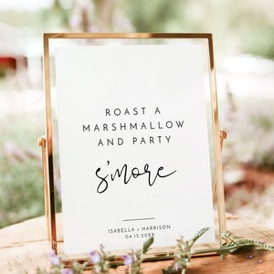 ADELLA Minimalist S'more Wedding Sign Template, Printable S'mores Station Sign Instant Download, Roast a Marshmallow Sign Simple Clean DIY