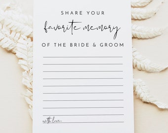 ADELLA PRINTED + SHIPPED Favorite Memory Bridal Shower Game, Share a Memory Bridal Shower Game Cards, Modern Minimalist Bridal Activity