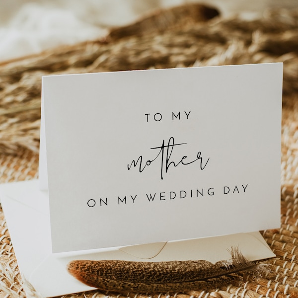 ADELLA To My Mother On My Wedding Day Card Modern Minimalist Wedding Note Card Simple Boho Font To My Mom Card Printable Template DIY