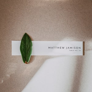 Modern Slender Place Card Template, Thin Wedding Place Cards, Skinny Wedding Place Cards, Minimal Unique Table Name Cards Slim DIY KENNEDY