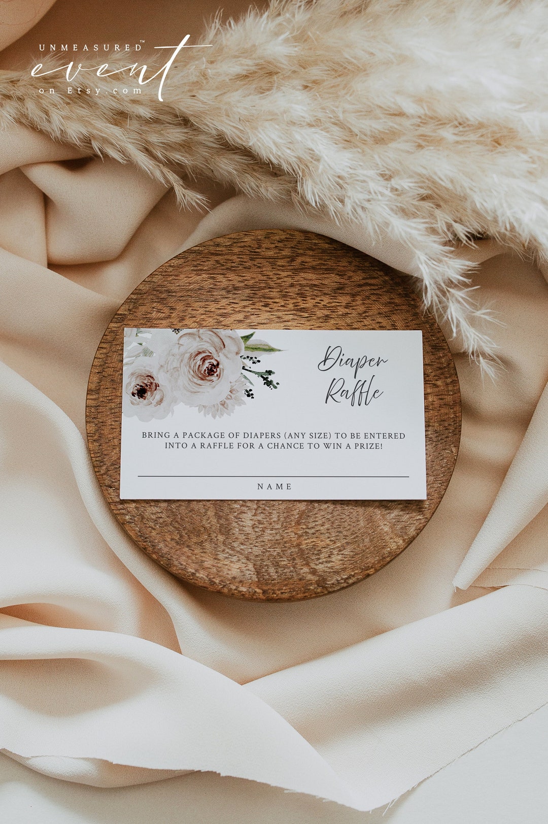 Plantilla de tarjeta de rifa de pañales en color rosa polvoriento de ...