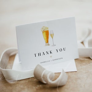 CHARLIE Thank You Card Template, Bubbles and Brews Thank You Card Printable, Couples Shower Thank You Card Instant Download, Bubbly and Brew