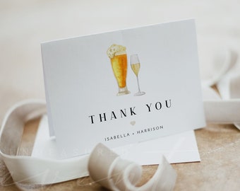 CHARLIE Thank You Card Template, Bubbles and Brews Thank You Card Printable, Couples Shower Thank You Card Instant Download, Bubbly and Brew