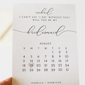 ASHER Calendar Bridesmaid Proposal Card Template Will You Be - Etsy