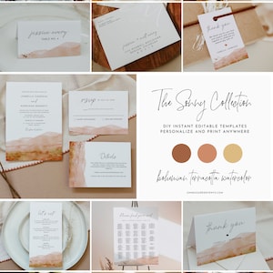 SONNY Wedding Bundle Template, Terracotta Wedding Invitation, Burnt Orange Wedding Invitation Set, Printable Mega Wedding Bundle Boho Desert