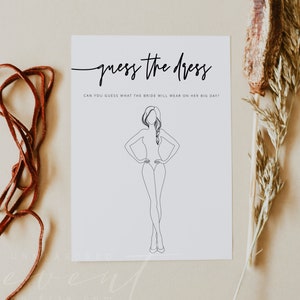 MARLO Guess the Dress Bridal Shower Game, Minimalist Bridal Shower Game Printable, Instant Download Black White Simple Clean Modern Dresses