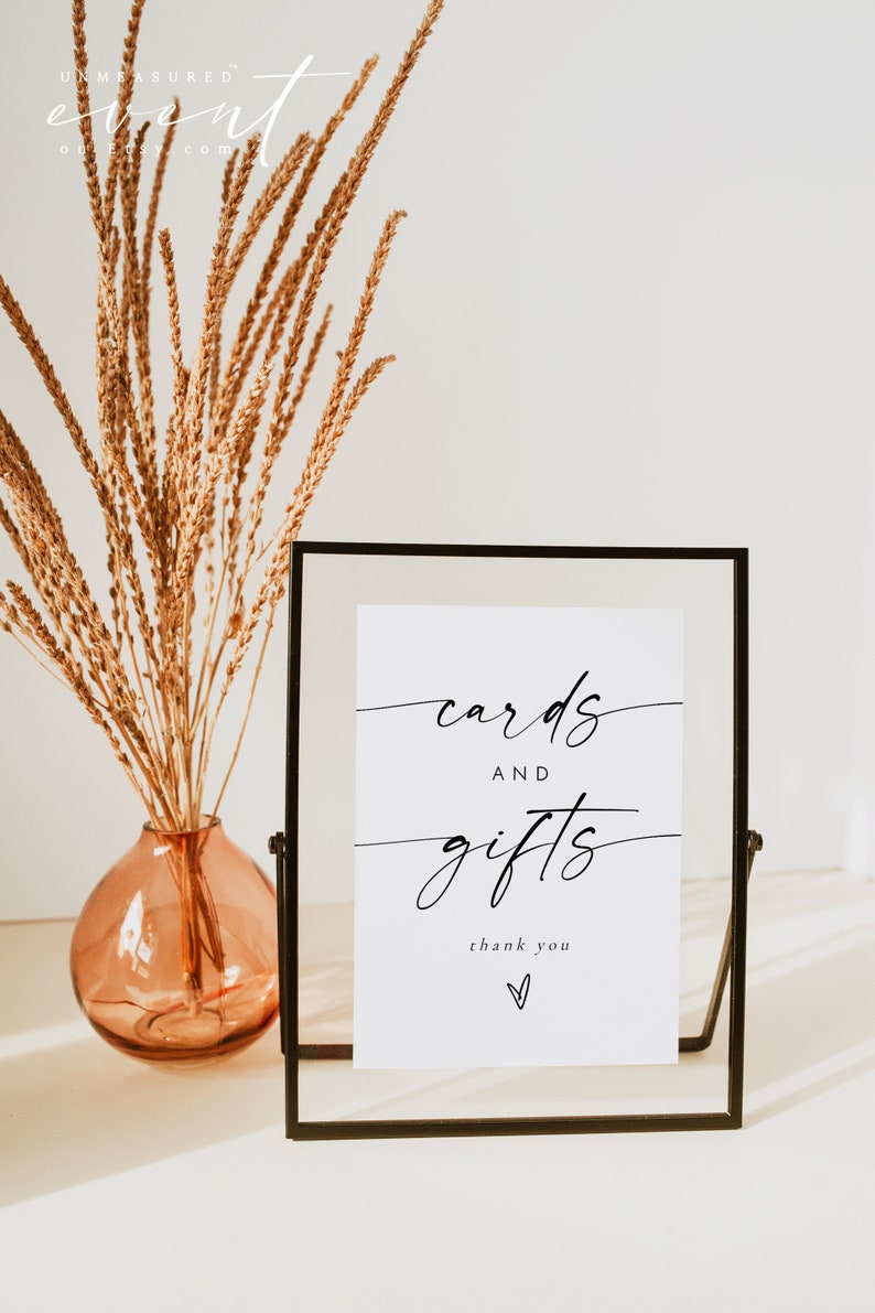 BLAIR Minimalist Cards and Gifts Sign, Simple Gift Table Sign, Modern Wedding Sign, Boho Cards and Gifts Sign Printable Template image 2