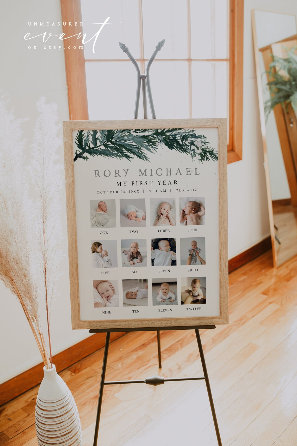 RORY Rustic Winter Pine Photo Baby Milestone Sign Winter Onderland ...