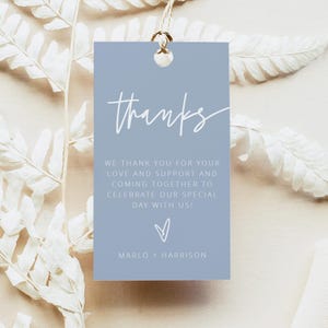Dusty Blue Gift Tag Template, Light Blue Favor Tag Printable, Blue Baby Shower Favor Tags, Blue Thank You Tags, Boy Birthday Tags MARLO
