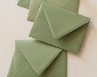 Blank Sage Olive Green Euro Flap Wedding Invitation or RSVP Envelopes