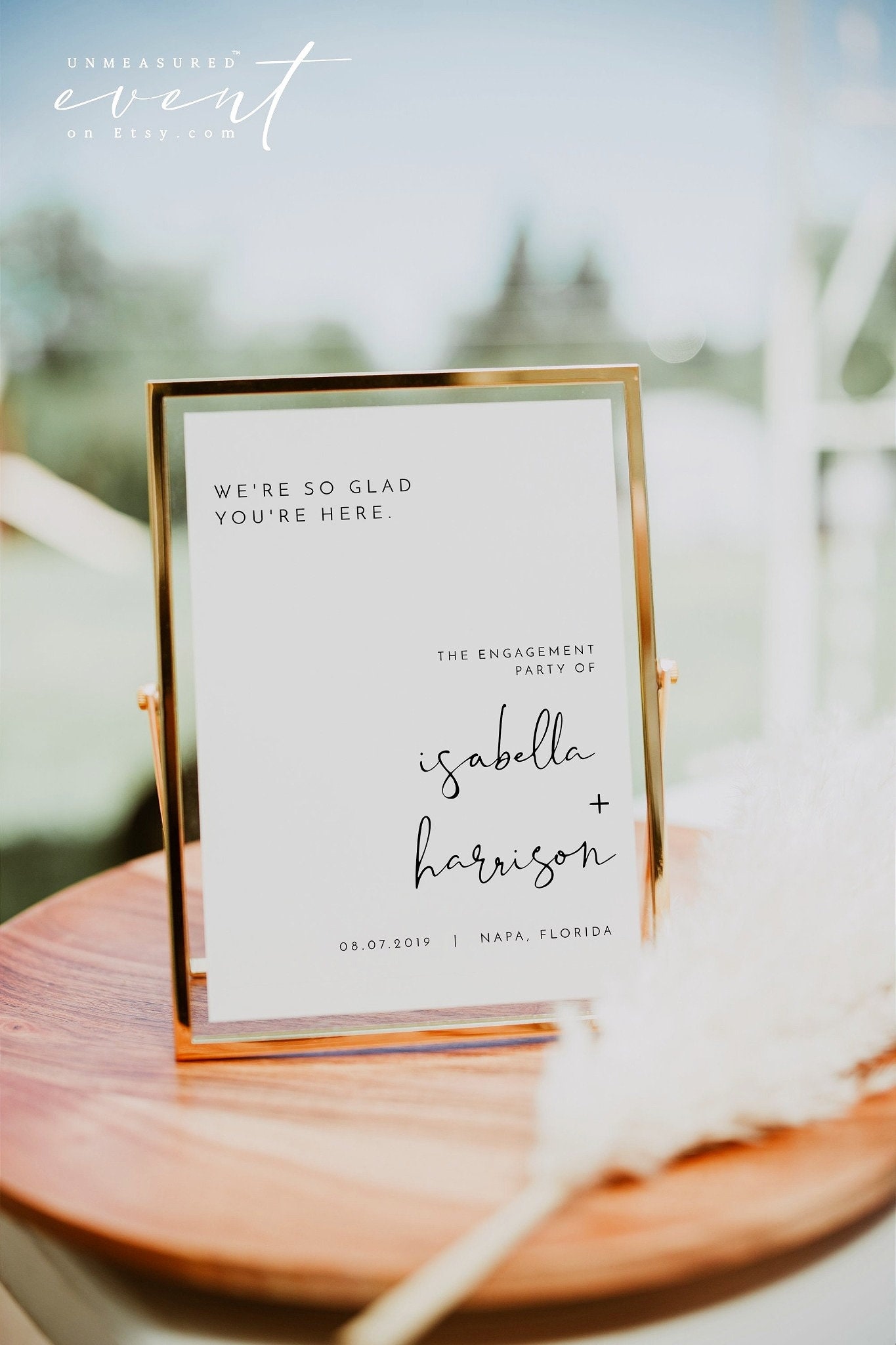 ADELLA Minimalist Engagement Party Welcome Sign Template, 8x10" Engagement Welcome Sign Printable, Modern Engagement Dinner Welcome DIY
