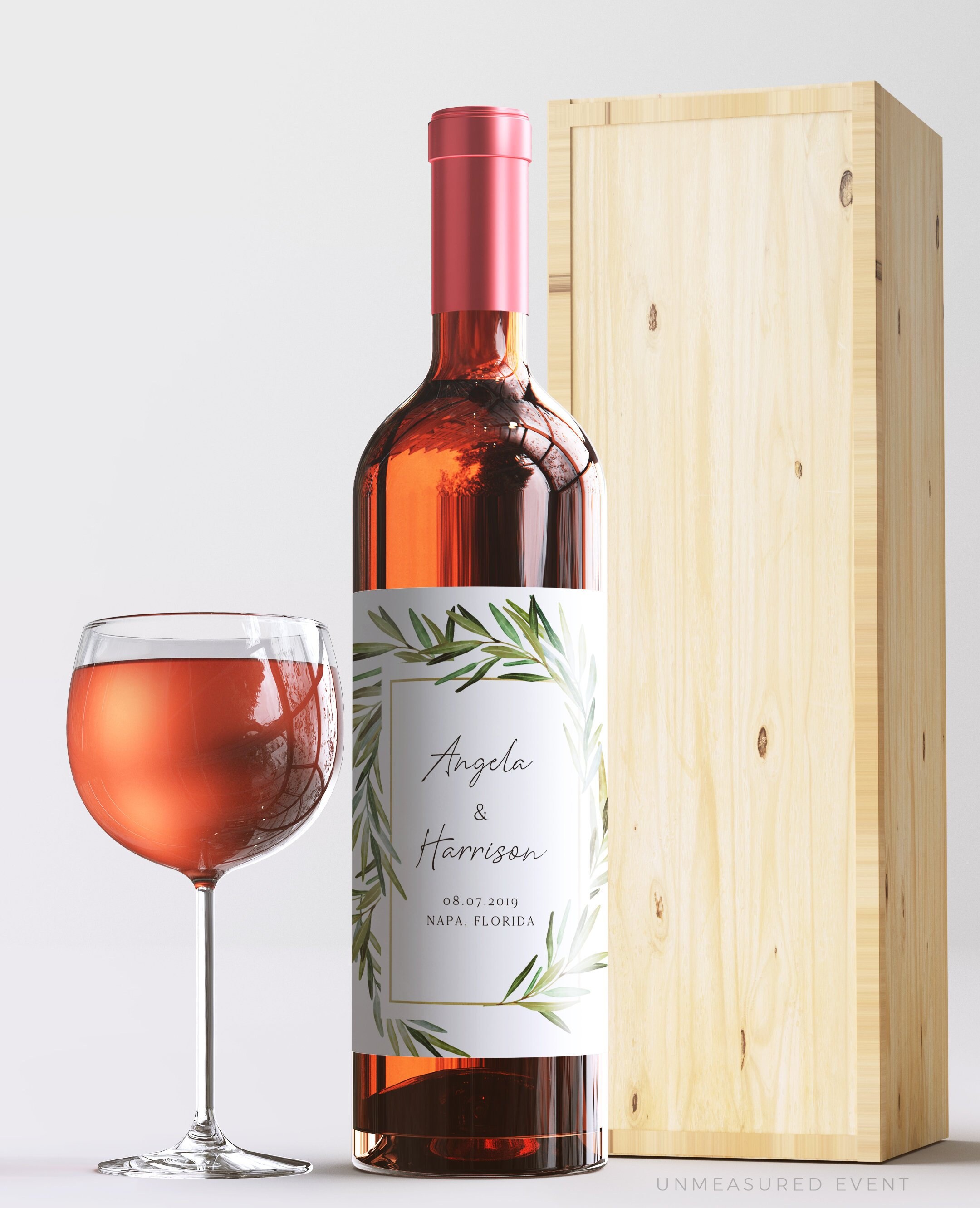 Rosemary Greenery Wine Bottle Label Template Diy Instant Wedding Favors For Guests 0019a