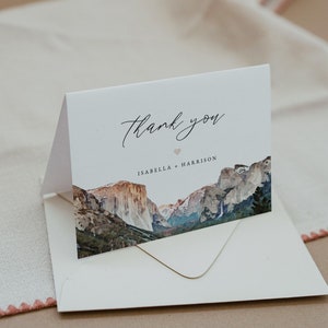YOSEMITE Thank You Card Template, Printable Thank You Card, Watercolor Yosemite National Park Thank You Card, Wedding Bachelorette Instant