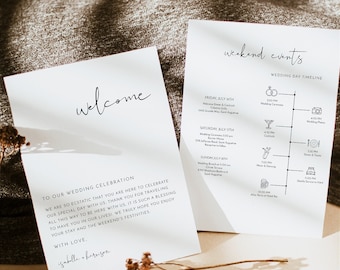 ADELLA Minimalist Wedding Timeline Template, Wedding Timeline, Event Timeline, Wedding Itinerary, Weekend Schedule Printable, Welcome Bag