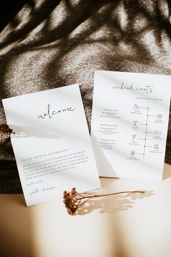 ADELLA Minimalist Wedding Timeline Template, Wedding Timeline, Event Timeline, Wedding Itinerary, Weekend Schedule Printable, Welcome Bag