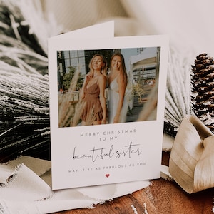 ADELLA ADELLA Schwester Weihnachtskarte Vorlage DIY Weihnachtskarten Personalisierte Weihnachtskarte Foto Weihnachtskarte für Sie