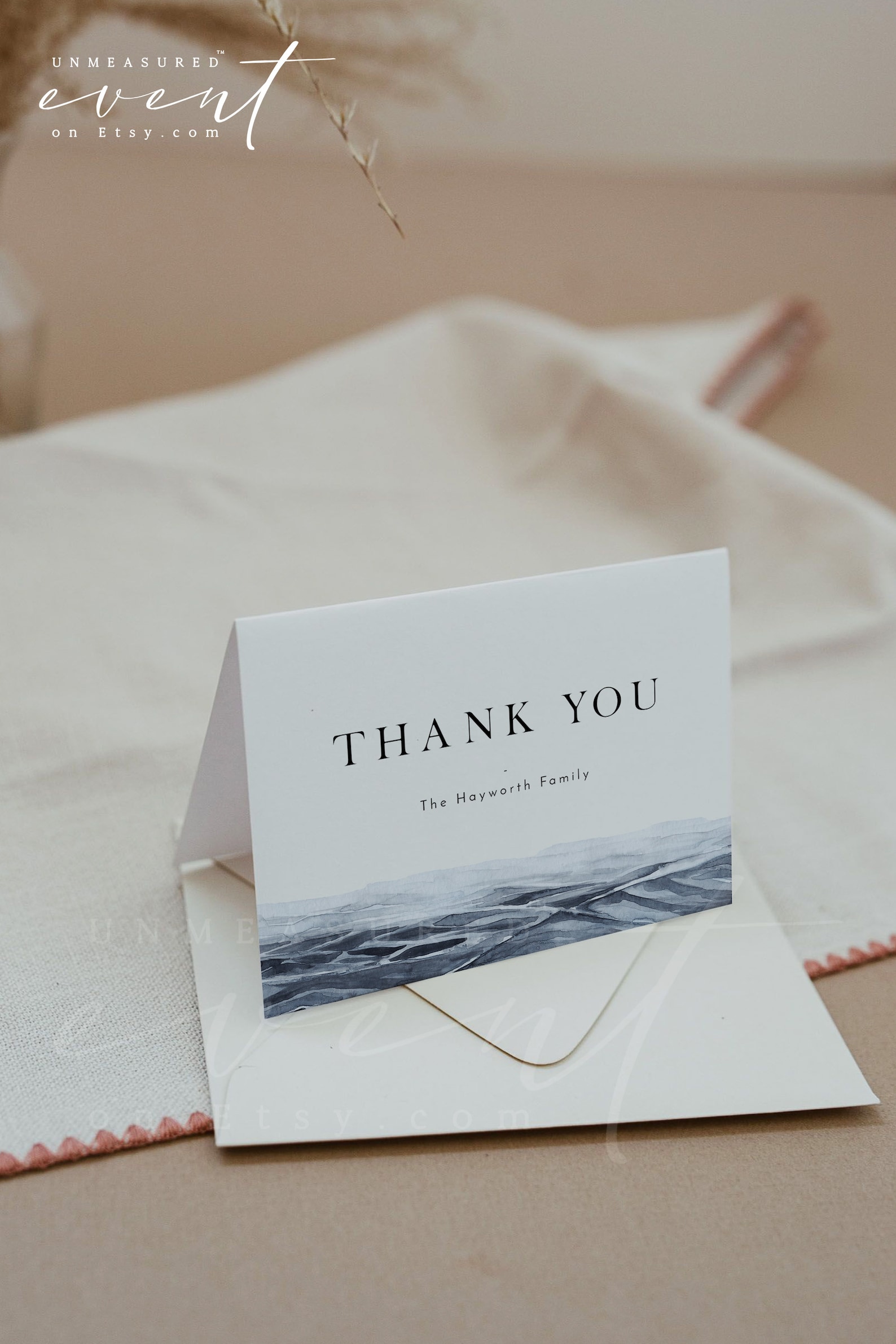 Ocean Thank You Card Template Printable Thank You Card Etsy