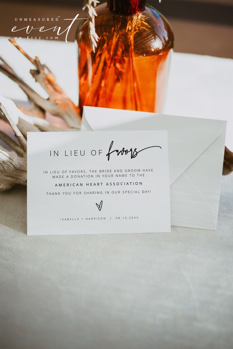 MARLO Modern Bohemian In Lieu of Favors Wedding Charity Donation Card Template