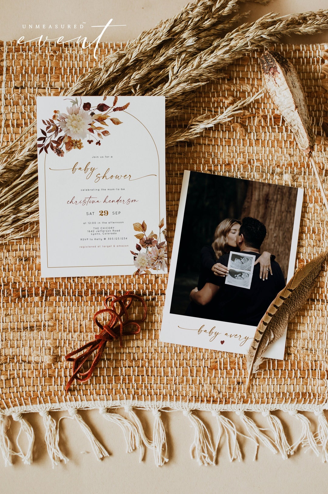 TALIA Boho Baby Shower Invitation Template Arched Baby Shower Etsy