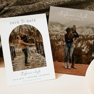 ADELLA Minimalist Arch Save the Date Template, Photo Save the Date, Arched Save the Date, Boho Save the Date, Modern Save the Date Minimal