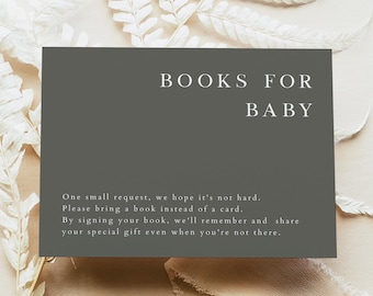 PRINTED + SHIPPED Rustic Baby Shower Books for Baby Card, Bring a Book Instead of a Card Baby Shower, Green Books for Baby Insert Card, NINA
