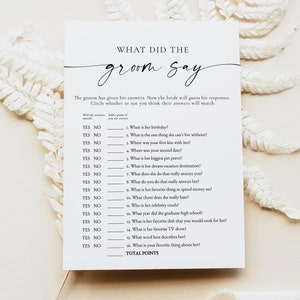 BLAIR PRINTED + SHIPPED What Did The Groom Say Bridal Shower Game, Bridal Shower Games, Modern Minimalist Bridal Shower, Boho Bridal Games