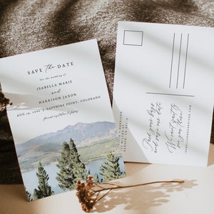 SAPHIR POINT réservez la date modèle, carte postale du Colorado réservez la date, mariage en montagne réservez la date, réservoir Dillion Breckenridge bricolage