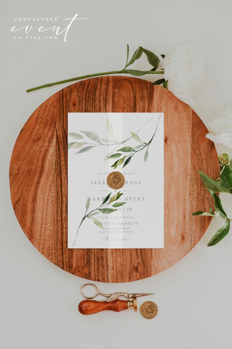 ISABELLA Greenery Vellum Wrap Template Printable Vellum Wrap Etsy