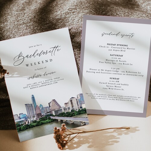 Austin Bachelorette Party Invitation Itinerary Template Etsy