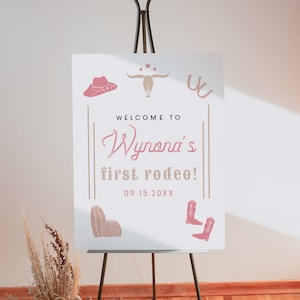 Girl 1st Rodeo Birthday Welcome Sign, Cowgirl Birthday Welcome Sign Printable, Blush First Birthday Welcome Sign, Texas Ranch Desert WYNONA