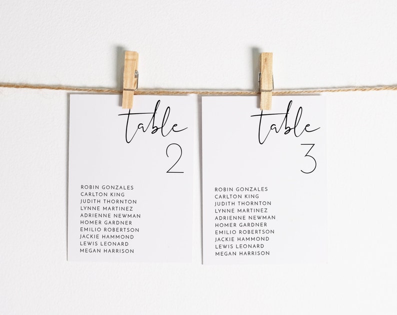 ADELLA Minimalist Wedding Seating Chart Card Template, Modern Wedding Seating Chart Cards, Simple Seating Chart Cards Wedding image 5