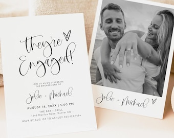 Modern Engagement Party Invitation Template, They're Engaged Invitation, Engagement Announcement Invite Digital Evite Editable DIY - JOLIE