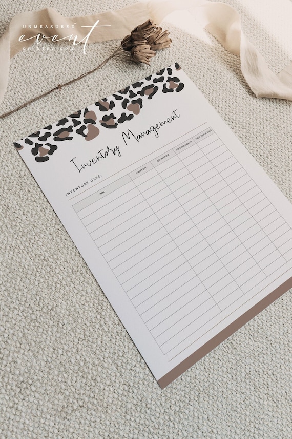 AUBREE Printable Inventory Management Form, Leopard Print Branding Inventory Sheet, Cheetah Print Inventory List, Product Inventory Tracker