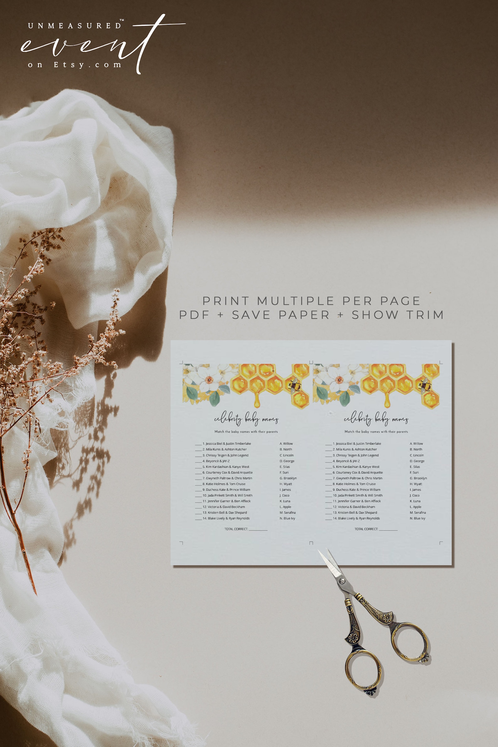 ROMY Celebrity Baby Names Game Printable, Bee Baby Shower Games ...