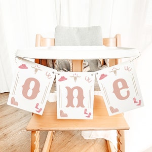 First Birthday Photo Banner, 1st Rodeo Birthday Banner, Cowgirl ONE Birthday Banner, Girl Ranch Themed Texas Longhorn Birthday DIY WYNONA