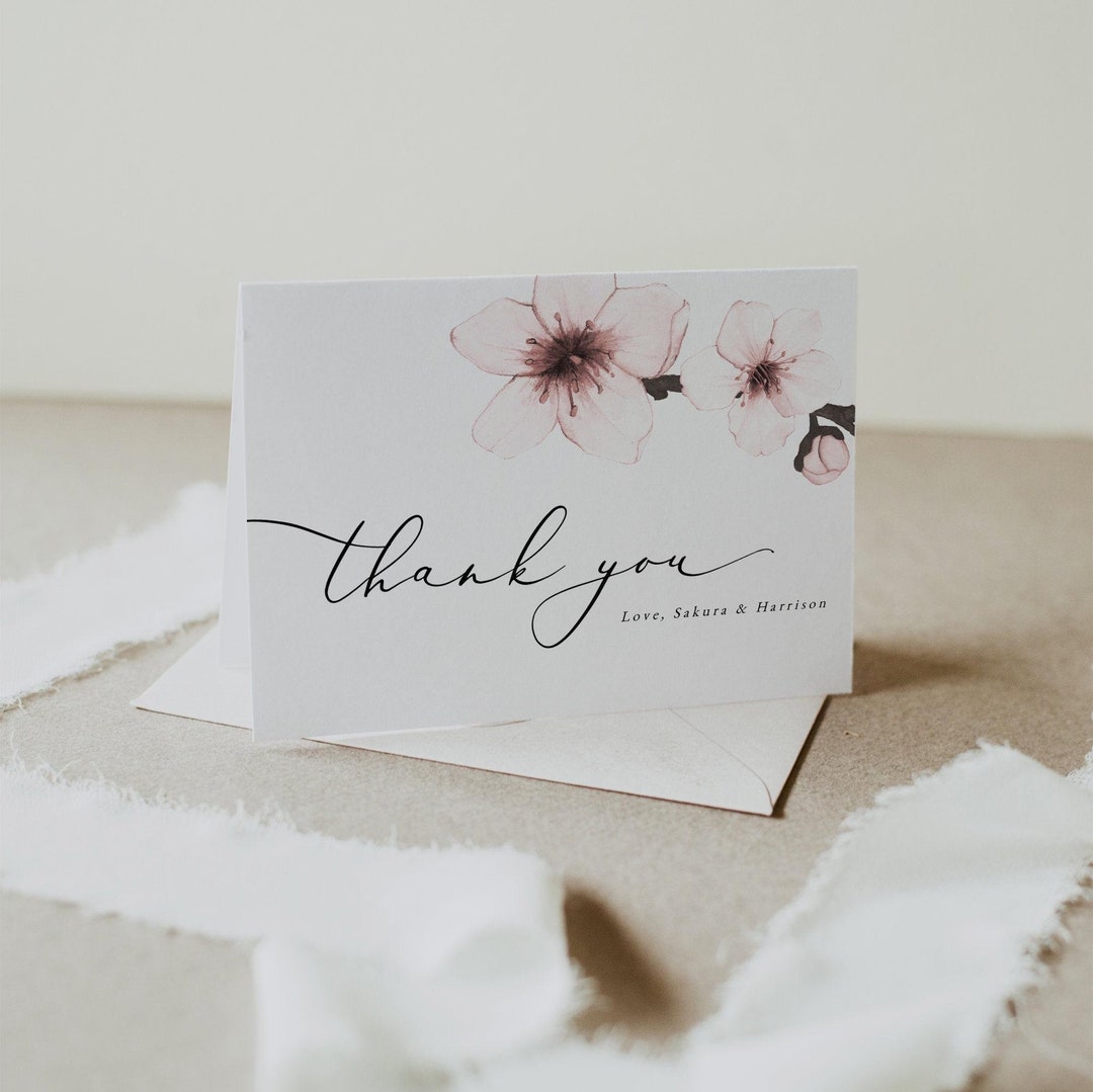 Cherry Blossom Thank You Card Template, Sakura Thank You Card, Japanese ...