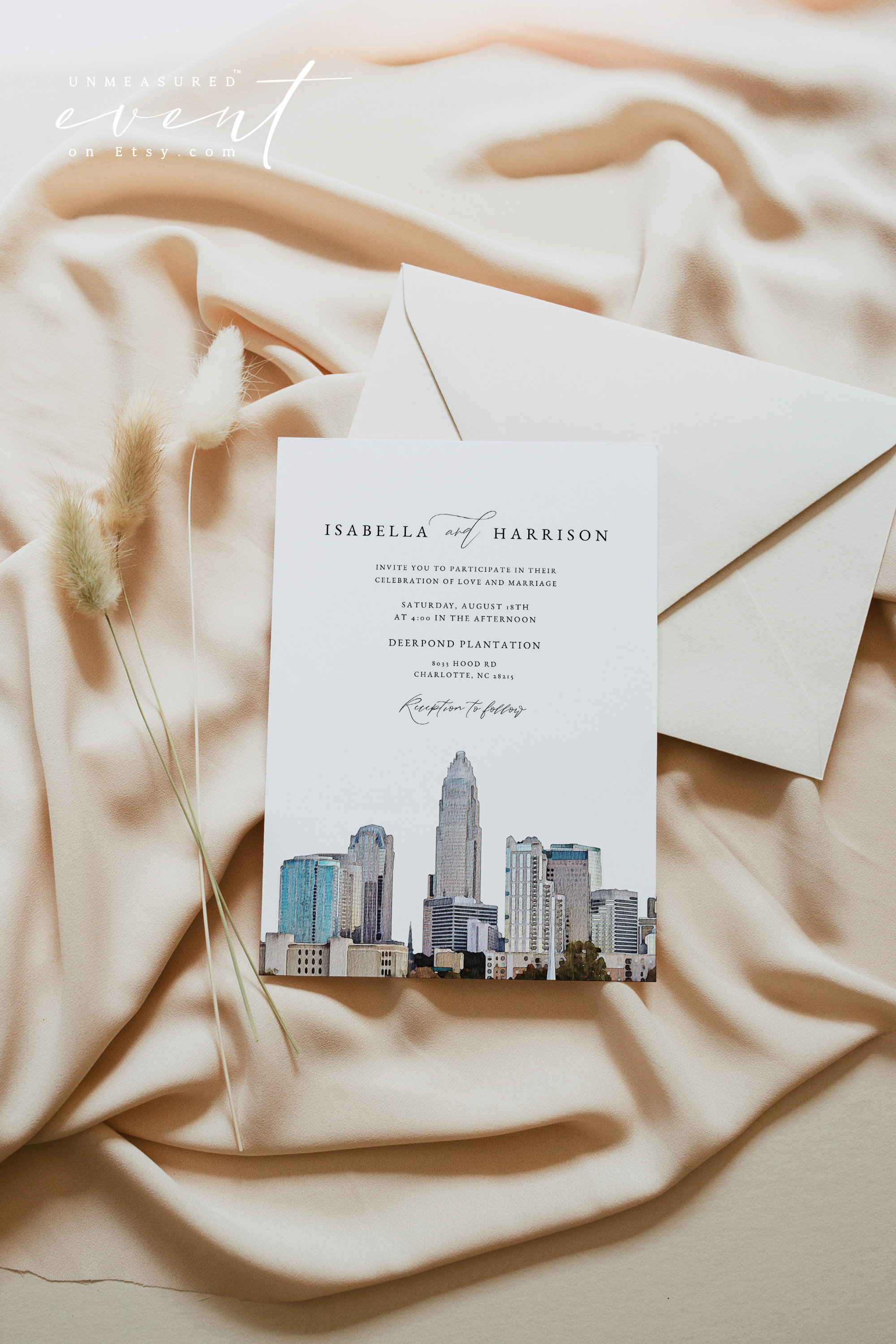 Charlotte Wedding Invitation Template Suite North Carolina Etsy