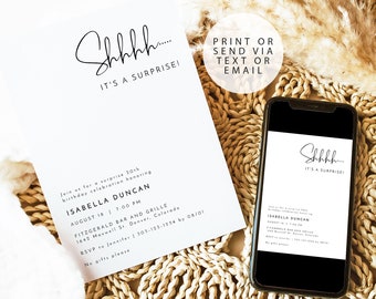 ADELLA Minimalist Surprise Birthday Invitation Template, Surprise Birthday Invitation for Men Download, Birthday Invitation Download Adult