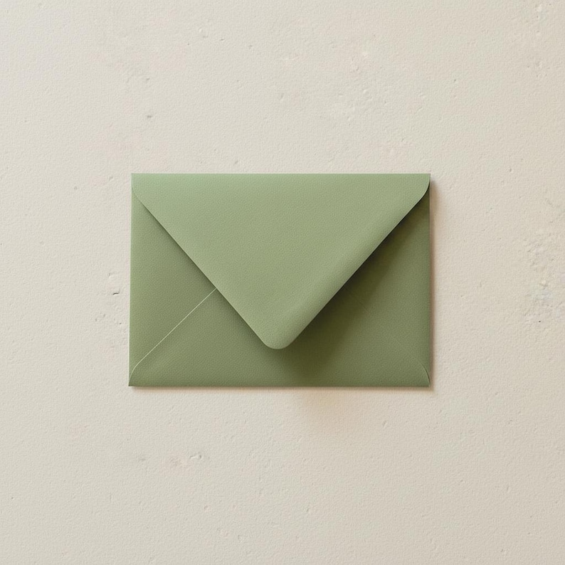 Blank Sage Olive Green Euro Flap Wedding Invitation or RSVP Envelopes image 3