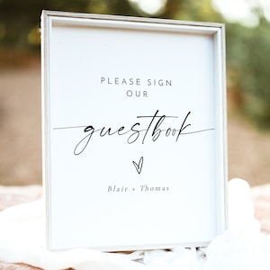 BLAIR Wedding Guest Book Sign, Please Sign Our Guestbook Sign Printable, Modern Guest Book Sign, Minimalist Guestbook Sign, Boho Guestbook image 2